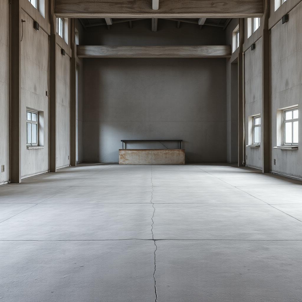 Before — plain concrete transformed into custom metallic epoxy floor